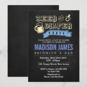 Uitnodiging voor baby shower. Bier en luier (Voorkant / Achterkant)