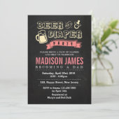 Uitnodiging voor baby shower. Bier en luier (Staand voorkant)