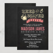 Uitnodiging voor baby shower. Bier en luier (Voorkant / Achterkant)