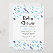 uitnodiging voor baby shower | Blauwe abstracte ve (Voorkant)
