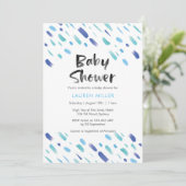 uitnodiging voor baby shower | Blauwe abstracte ve (Staand voorkant)