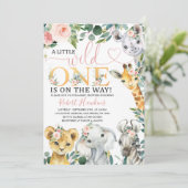 Uitnodiging voor Baby shower Editable Girl Safari (Staand voorkant)