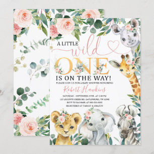 Uitnodiging voor Baby shower Editable Girl Safari