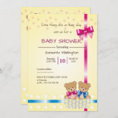 Uitnodiging voor baby shower, er is een tweeling (Voorkant / Achterkant)