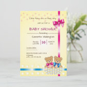 Uitnodiging voor baby shower, er is een tweeling (Staand voorkant)