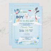 Uitnodiging voor baby shower, het is een jongen (Voorkant / Achterkant)