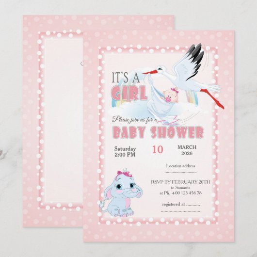 Uitnodiging voor baby shower, het is een jongen (Voorkant / Achterkant)