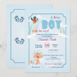 Uitnodiging voor baby shower, het is een jongen