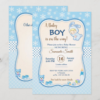 uitnodiging voor baby shower, het is een jongen