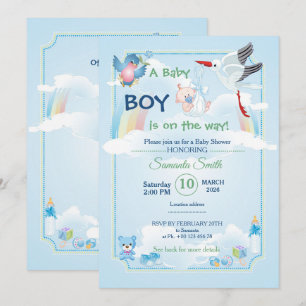 Uitnodiging voor baby shower, het is een jongen