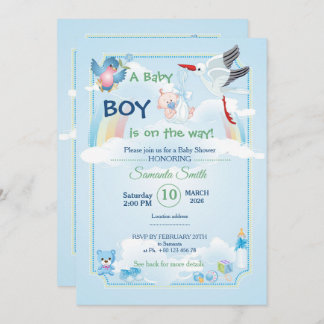 Uitnodiging voor baby shower, het is een jongen