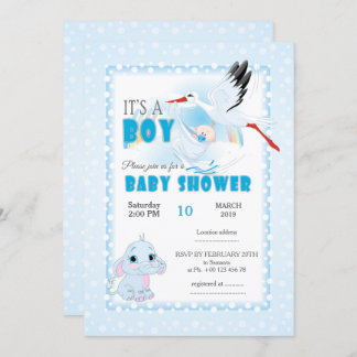 Uitnodiging voor baby shower, het is een jongen