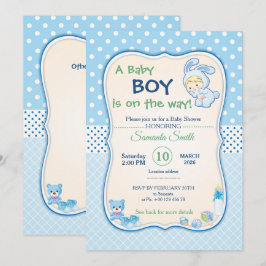 Uitnodiging voor baby shower, het is een jongen