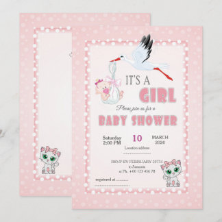 uitnodiging voor baby shower, het is een meisje