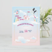 Uitnodiging voor baby shower, het is een meisje (Staand voorkant)