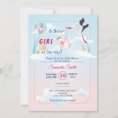 Uitnodiging voor baby shower, het is een meisje (Voorkant)