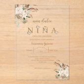 Uitnodiging voor baby shower in de kleur beige  (Voorkant)