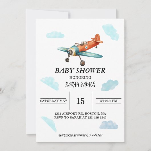 Uitnodiging voor Baby shower in de lucht (Voorkant)