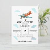 Uitnodiging voor Baby shower in de lucht (Staand voorkant)