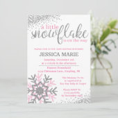 Uitnodiging voor Baby shower in de winter - Roze S (Staand voorkant)