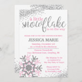 Uitnodiging voor Baby shower in de winter - Roze S (Voorkant / Achterkant)