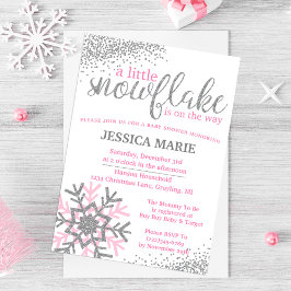 Uitnodiging voor Baby shower in de winter - Roze S