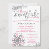 Uitnodiging voor Baby shower in de winter - Roze S (Voorkant)