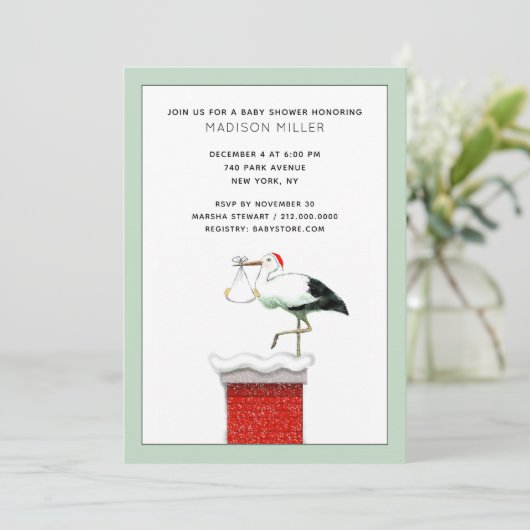 Uitnodiging voor Baby shower in december (Staand voorkant)