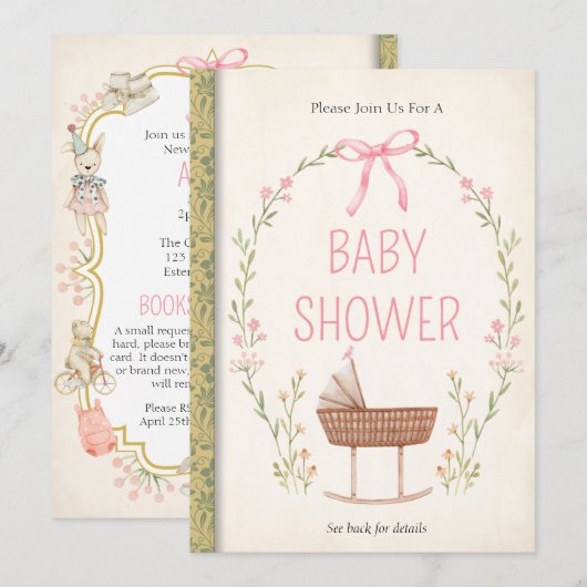 Uitnodiging voor Baby shower in het eBay-winkel (Voorkant / Achterkant)