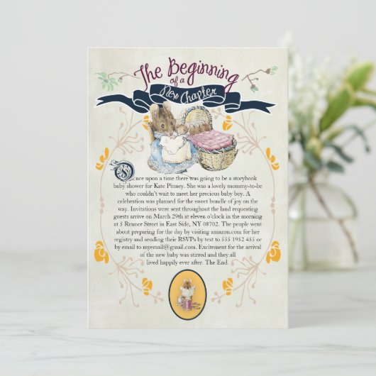 Uitnodiging voor Baby shower in het eBay-winkel (Staand voorkant)