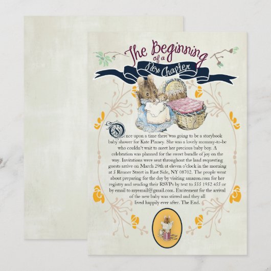 Uitnodiging voor Baby shower in het eBay-winkel (Voorkant / Achterkant)