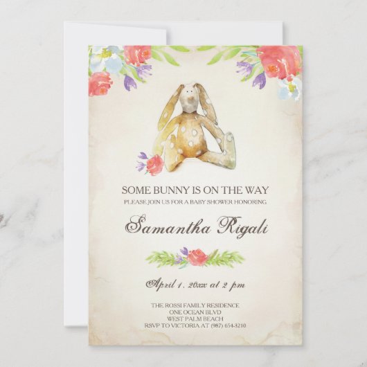 Uitnodiging voor Baby Shower ~ Konijn Uitnodiging (Voorkant)