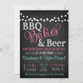 Uitnodiging voor baby shower met BBQ Babies en Bee (Voorkant)
