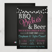 Uitnodiging voor baby shower met BBQ Babies en Bee (Voorkant / Achterkant)