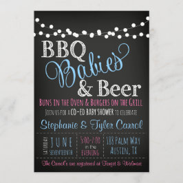 Uitnodiging voor baby shower met BBQ Babies en Bee