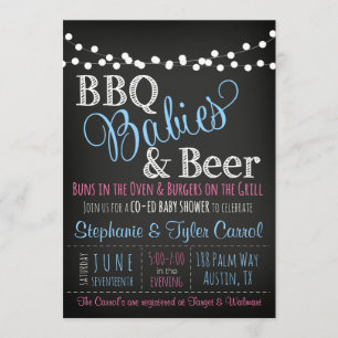 Uitnodiging voor baby shower met BBQ Babies en Bee