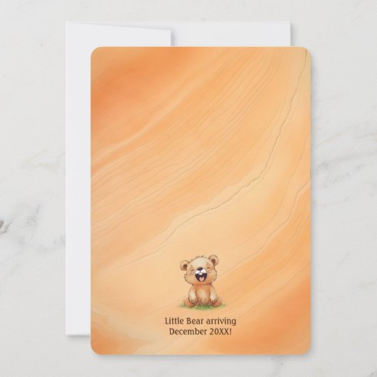 Uitnodiging voor Baby shower met beer als thema (Achterkant)