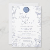 Uitnodiging voor Baby Shower met Bloemen- en Diere (Voorkant)