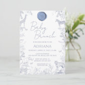 Uitnodiging voor Baby Shower met Bloemen- en Diere (Staand voorkant)