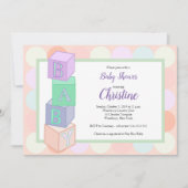 Uitnodiging voor baby shower met blokken (Voorkant)