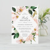 Uitnodiging voor baby shower met Blush Hydrangea (Staand voorkant)
