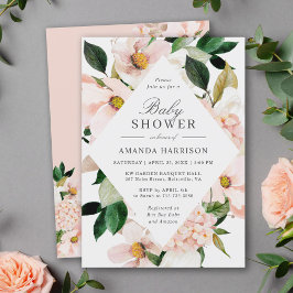 Uitnodiging voor baby shower met Blush Hydrangea
