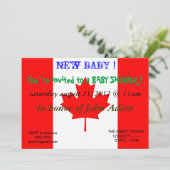 Uitnodiging voor baby shower met Canadese vlag (Staand voorkant)