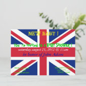 Uitnodiging voor baby shower met de Britse vlag (Staand voorkant)