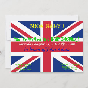Uitnodiging voor baby shower met de Britse vlag