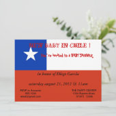 Uitnodiging voor baby shower met de Chileense vlag (Staand voorkant)