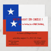 Uitnodiging voor baby shower met de Chileense vlag (Voorkant / Achterkant)