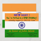 Uitnodiging voor baby shower met de Indiase vlag (Voorkant / Achterkant)