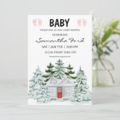 Uitnodiging voor Baby shower met een winterthema (Staand voorkant)