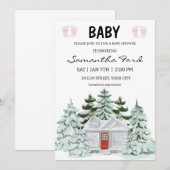 Uitnodiging voor Baby shower met een winterthema (Voorkant / Achterkant)